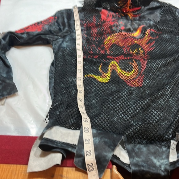 Punk EMO rocker ZOMBIE BIKER skull shirt Halloween Costume flame MOHAWK BOYS LG - Picture 6 of 15